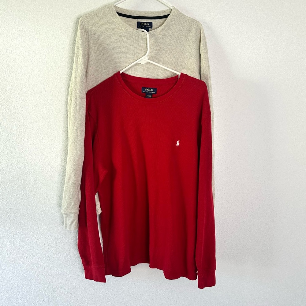 Men’s Polo Ralph Lauren Red & Ivory Thermal Shirts XL